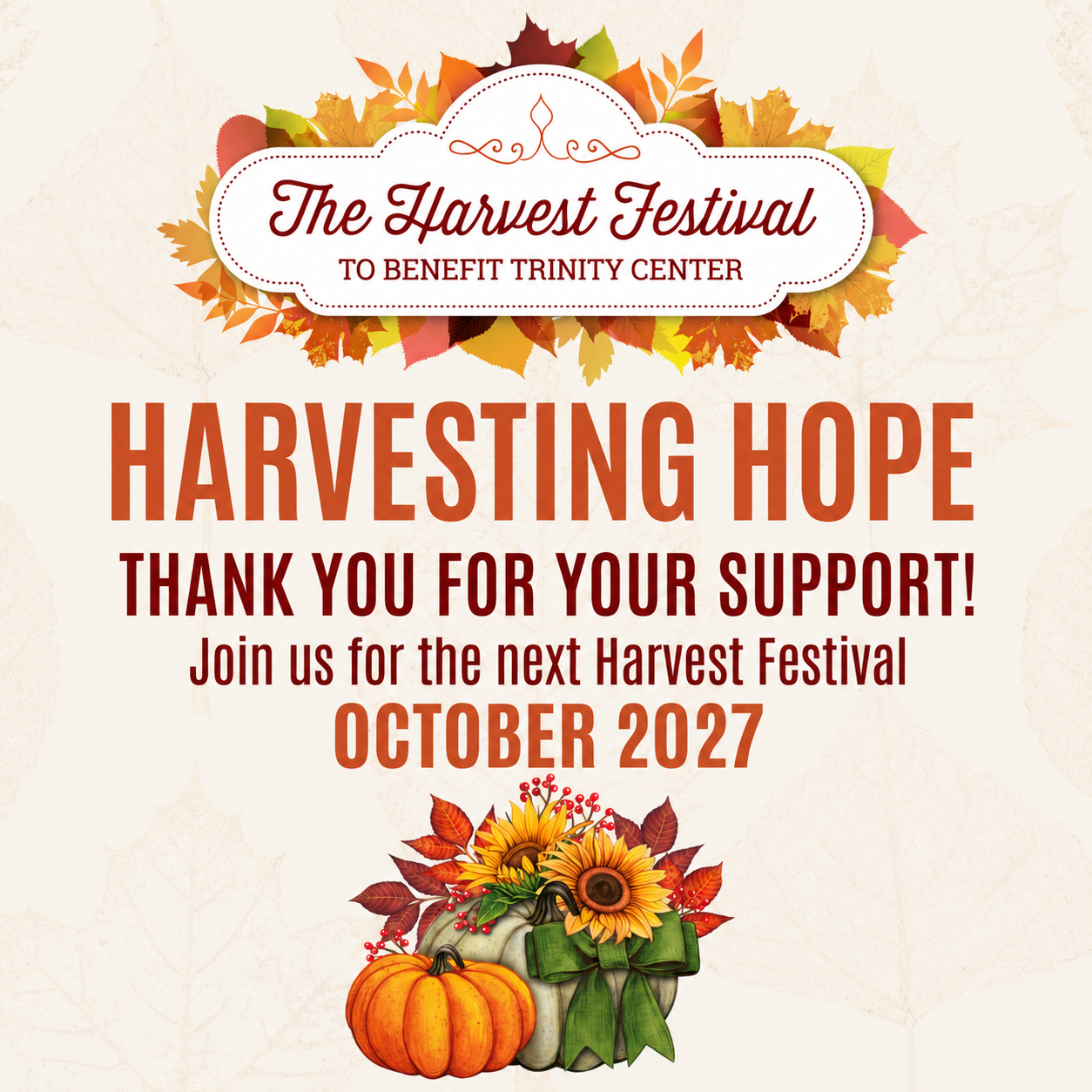 Harvest Festival Thank You 2027 We're Hiring!